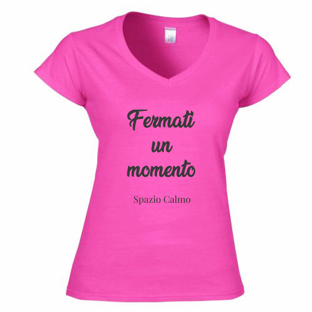 Fermati un momento T-Shirt Donna Scollo V Spazio Calmo