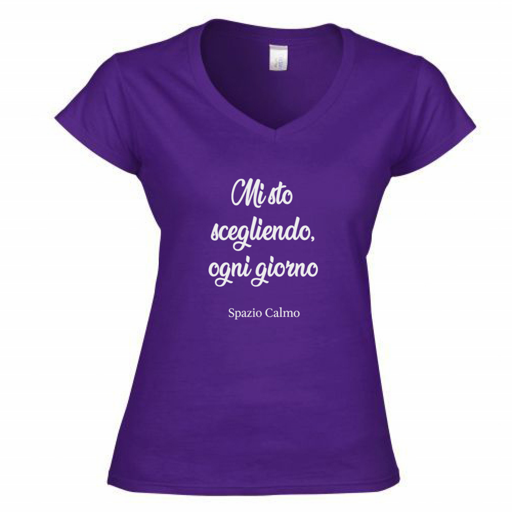 Mi sto scegliendo ogni giorno T-Shirt Donna Scollo V Spazio Calmo