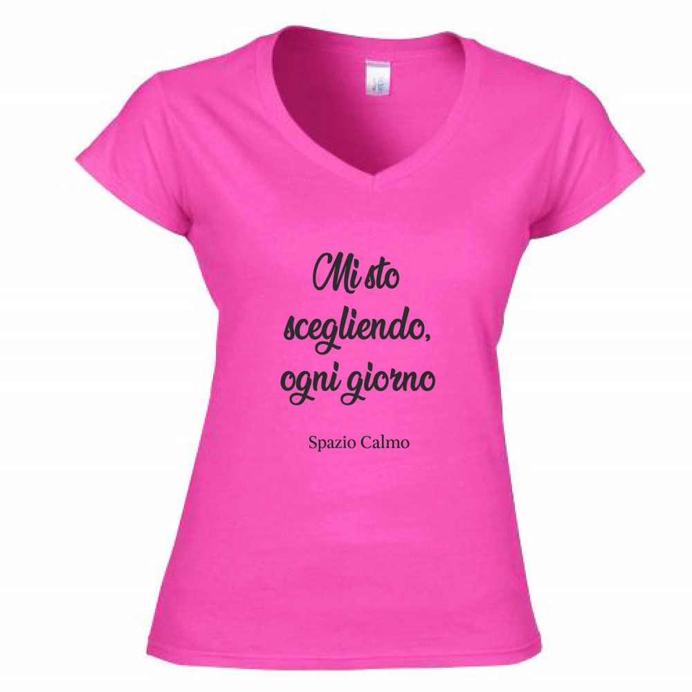 Mi sto scegliendo, ogni giorno T-Shirt Donna Scollo V Spazio Calmo