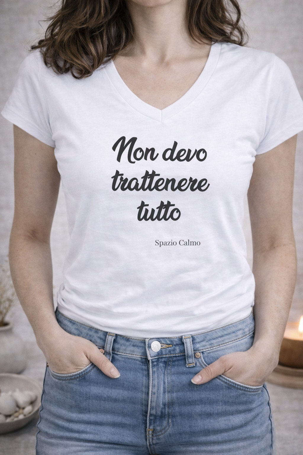 Non devo trattenere tutto T-Shirt Donna Scollo V Spazio Calmo