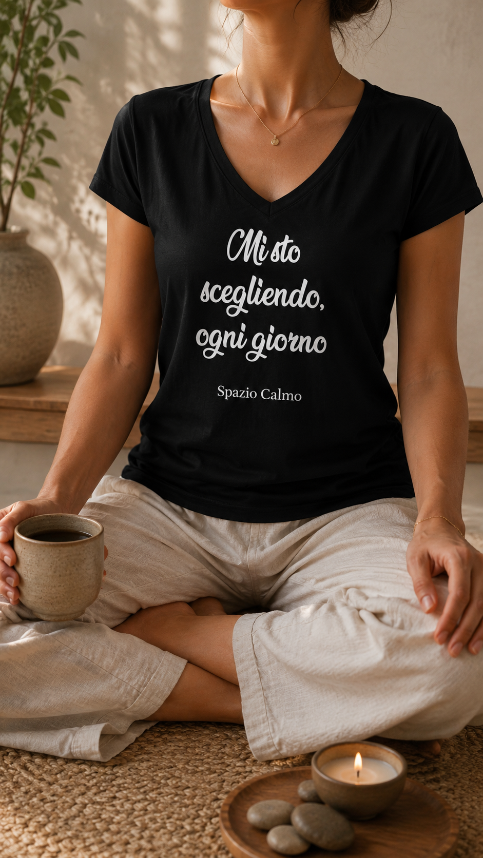 Mi sto scegliendo ogni giorno T-Shirt Donna Scollo V Spazio Calmo