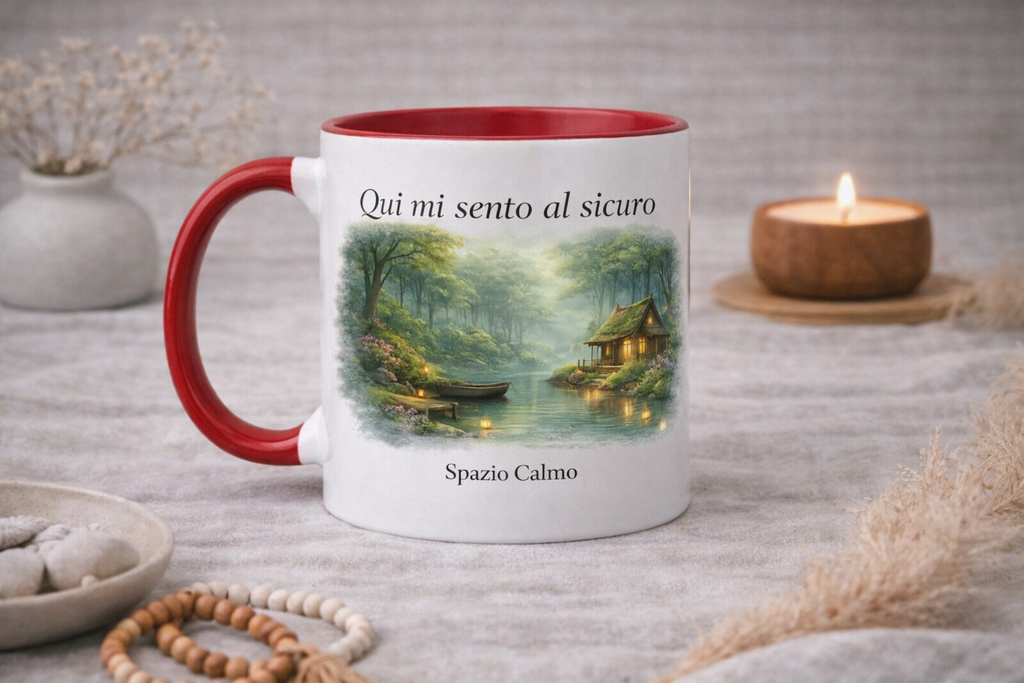 Qui mi sento al sicuro Tazza bicolore Spazio Calmo