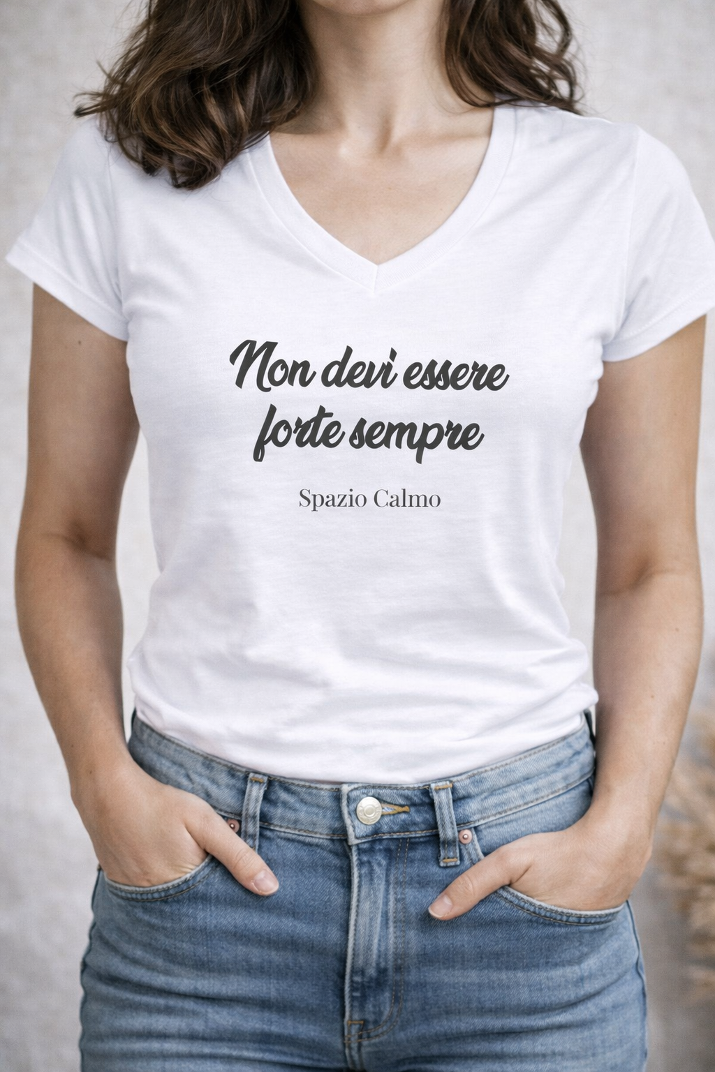Non devi essere forte sempre T-Shirt Donna Scollo V Spazio Calmo