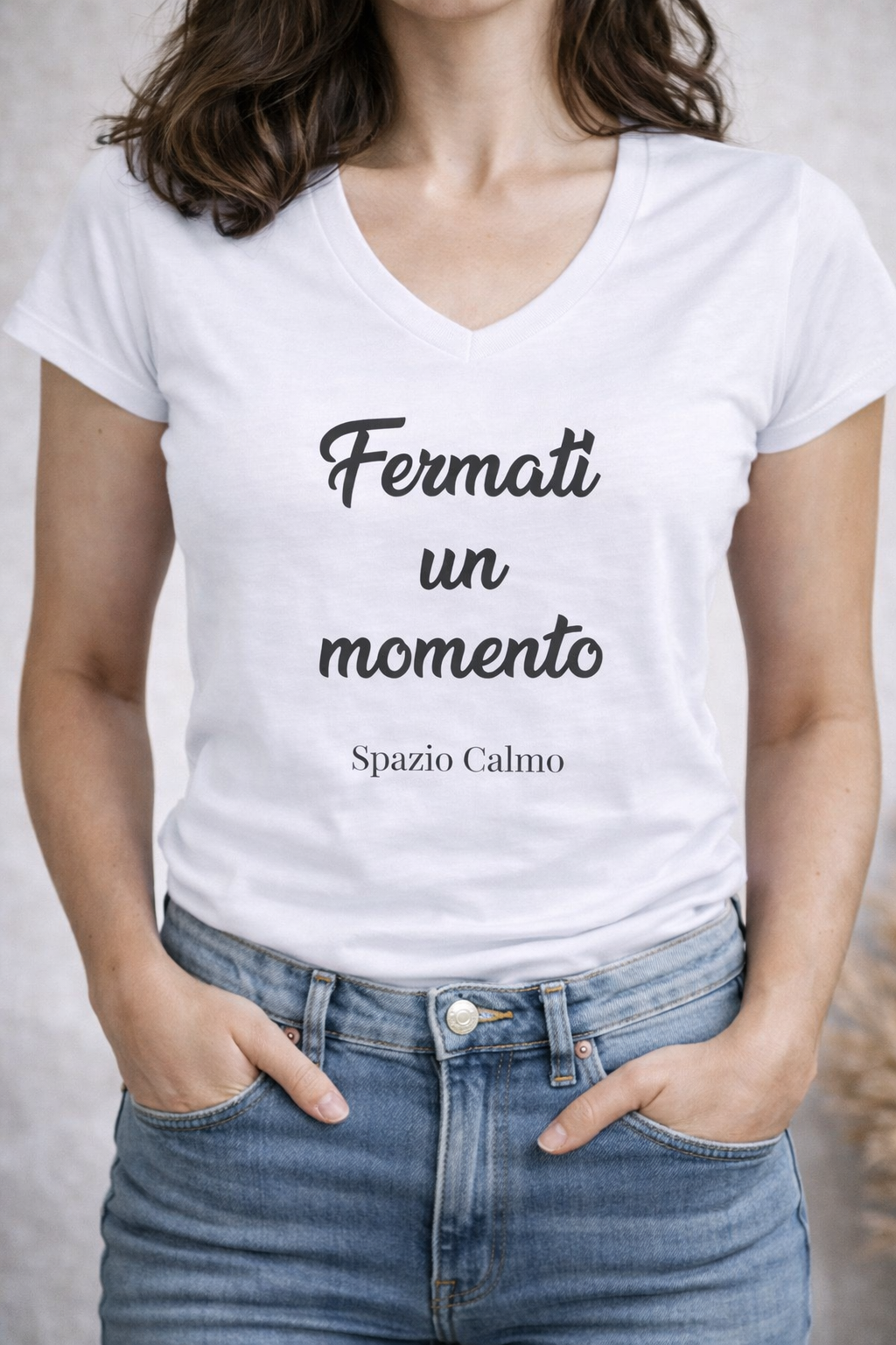 Fermati un momento T-Shirt Donna Scollo V Spazio Calmo