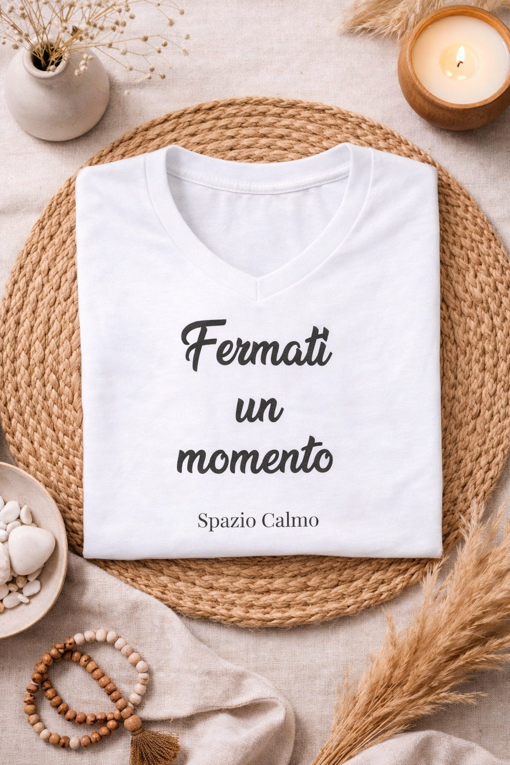 Fermati un momento T-Shirt Donna Scollo V Spazio Calmo