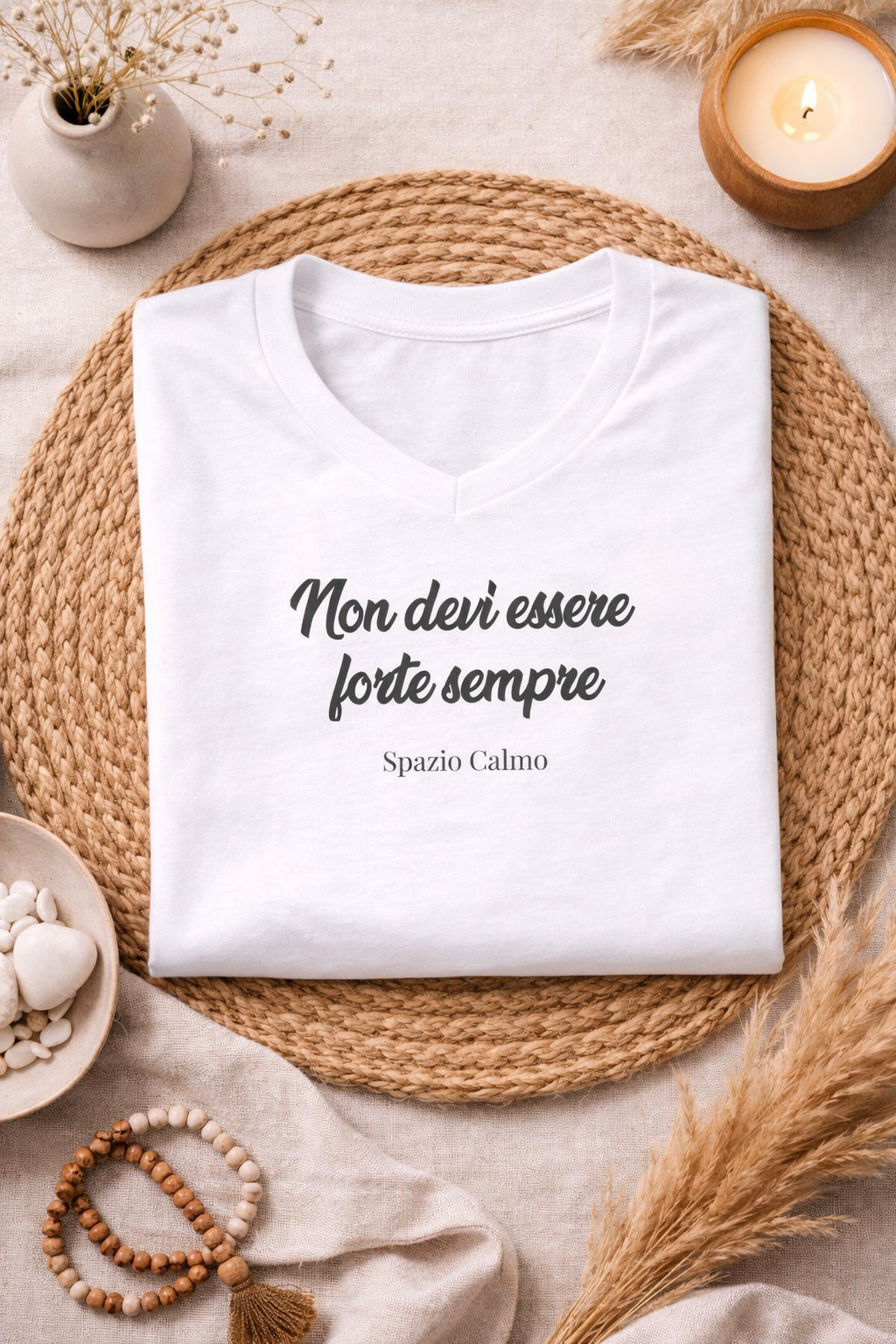 Non devi essere forte sempre T-Shirt Donna Scollo V Spazio Calmo