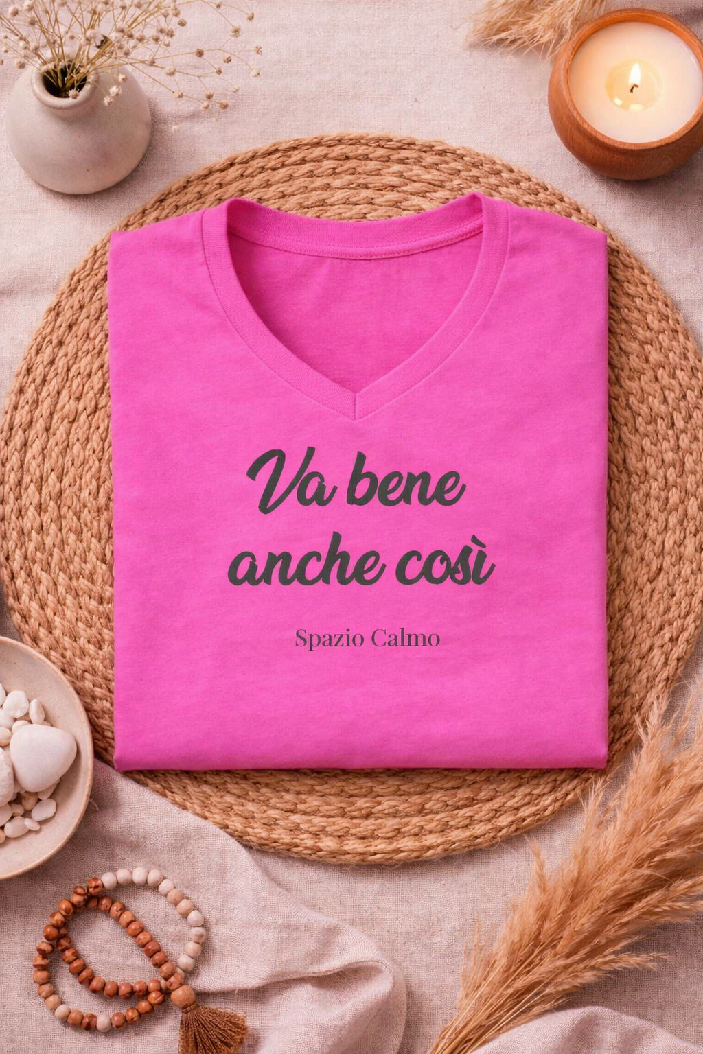 Va bene anche così T-Shirt Donna Scollo V Spazio Calmo